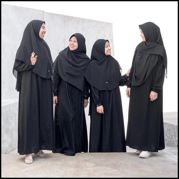 (MURAH) Gamis Harra Hijab Alila Embos Jetblack Hitam Busui Silahkan diorder