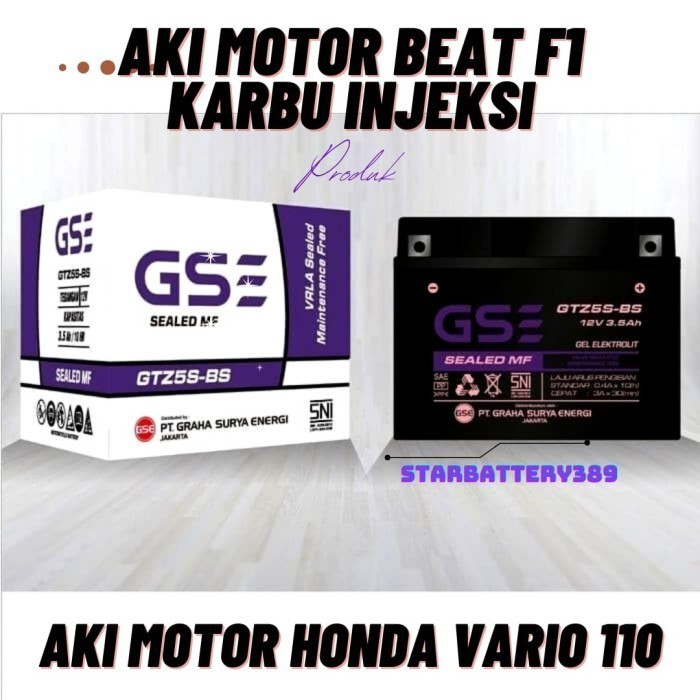 Aki Motor Honda Beat Gtz5S Gs E Aki Kering Mf Aki Motor Beat Karbu