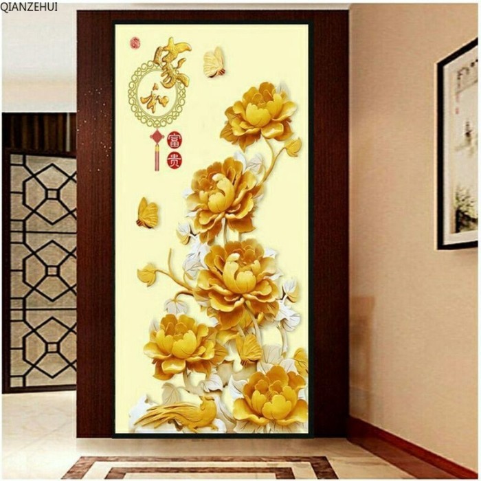 Lukisan Diamond 5D Diy Gambar Bunga Peony Untuk Dekorasi Rumah