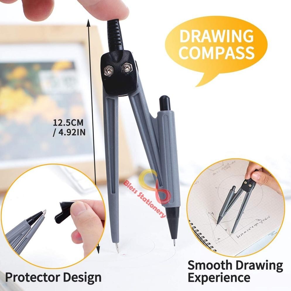 

JANGKA PENGGARIS BUSUR SEKOLAH DELI COMPASS DRAFTING SET SQUARE RULER VIRAL