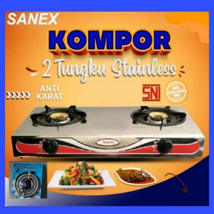 Sanex Kompor Gas . Kompor Gas 2 Tungku , Stainless