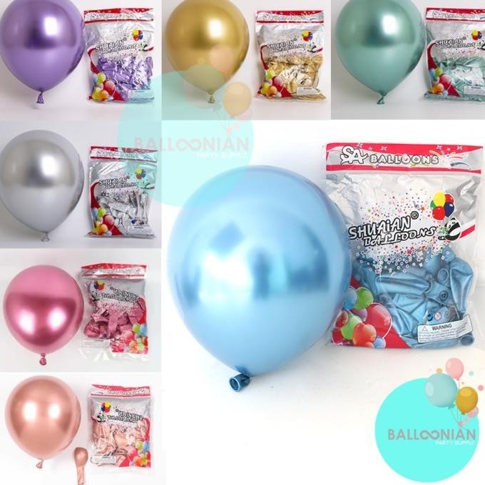 Diskon [Grosir] Balon Latex Chrome 12Inch 50Pcs/Balloon Metalic Chrome