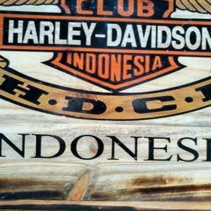 Lukisan Kayu HDCI Harley Davidson Indonesia Hiasan Dinding Custom
