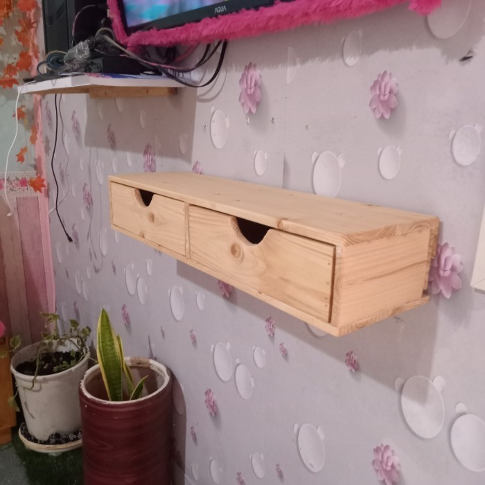 Meja Nakas Kayu Jati Belanda 2 Laci Gantung