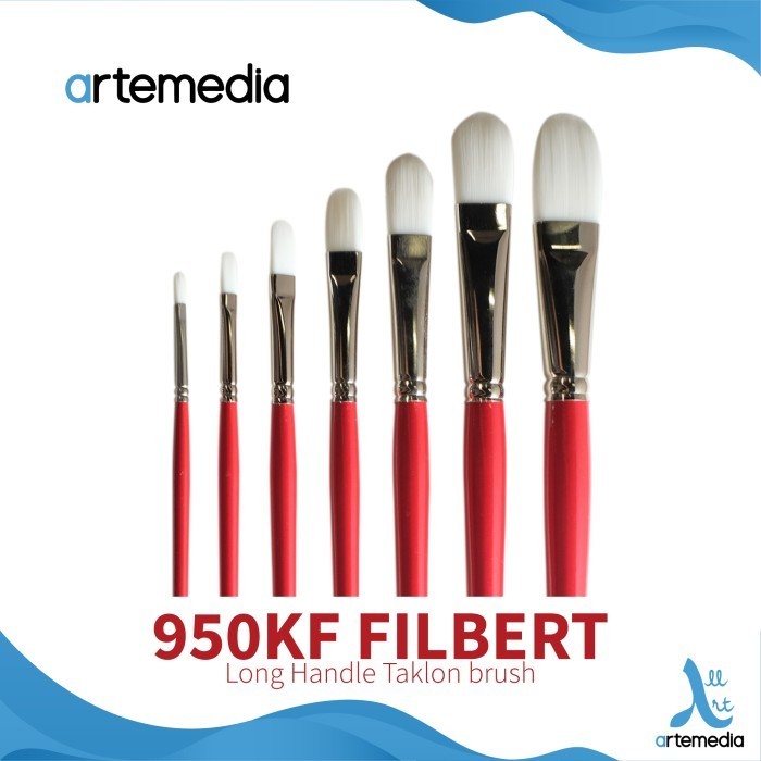 

Kuas Lukis Artemedia 950Kf Filbert White Taklon Brush Long Handle -Anza Wahda