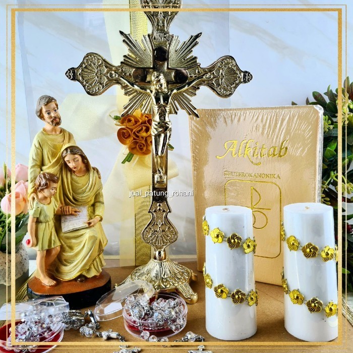 Aba Set Hantaran Pernikahan Keluarga Kudus Belajar Salib Duduk Logam