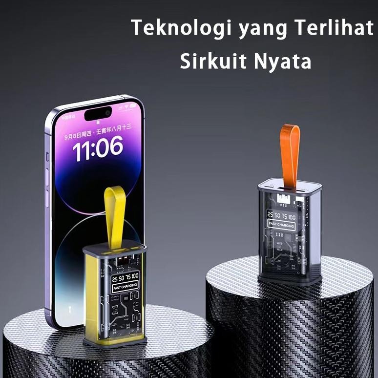 POWERBANK MINI 20000MAH FAST CHARGING TAMPILAN DIGITAL LED TRANSPARAN USB 3.0 POWER BANK VIRAL