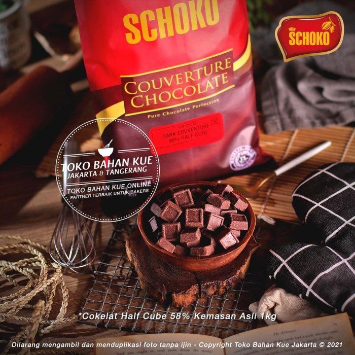 

Ready Schoko Dark CUBE 58% 500gr Cokelat Couverture Chocolate Baking Coklat