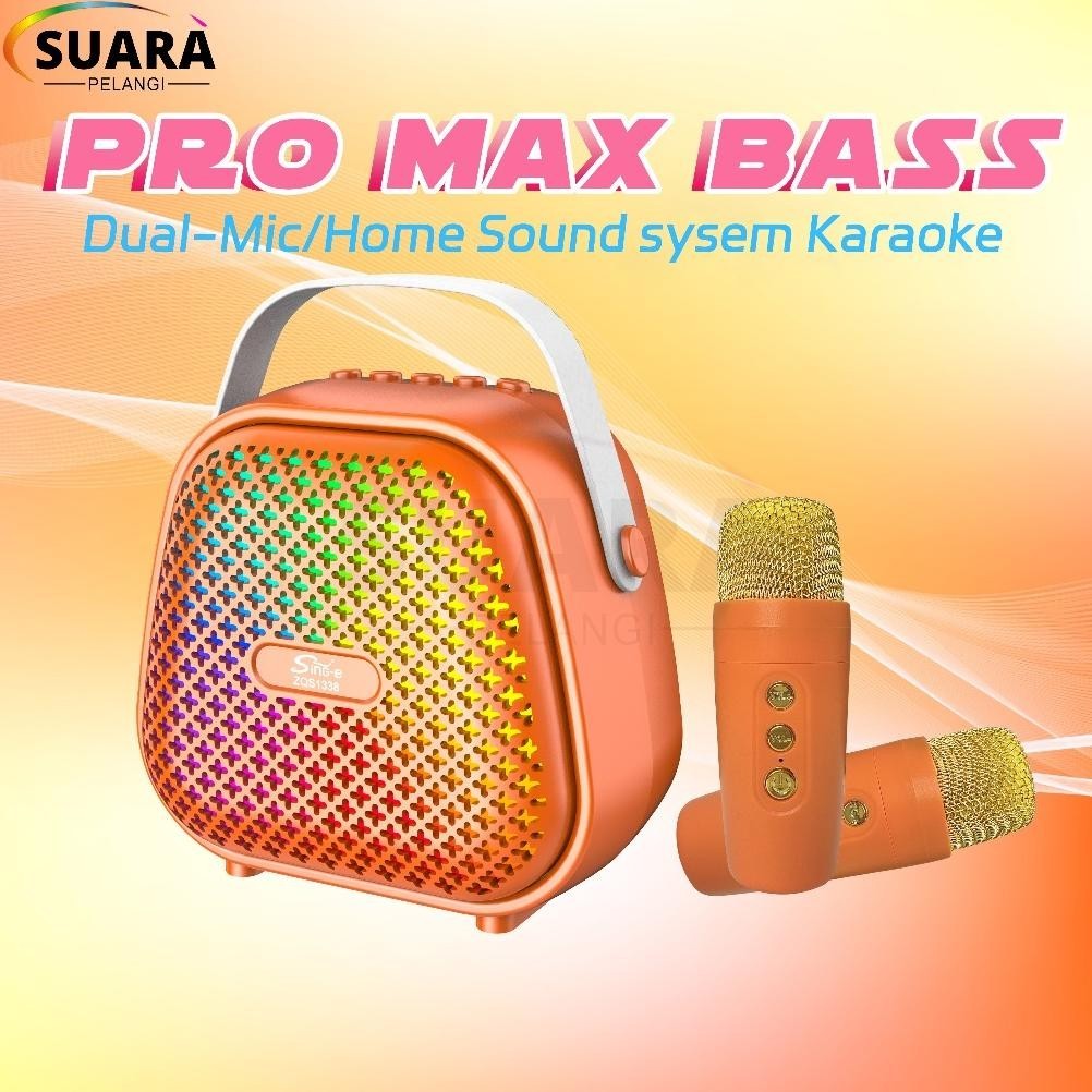 PRO MAX BASSSPEAKER BLUETOOTH KARAOKE SUPER BASS 2 MIC PORTABLE MINI ADVANCE MP3 PLAYER MUSIC BOX CU