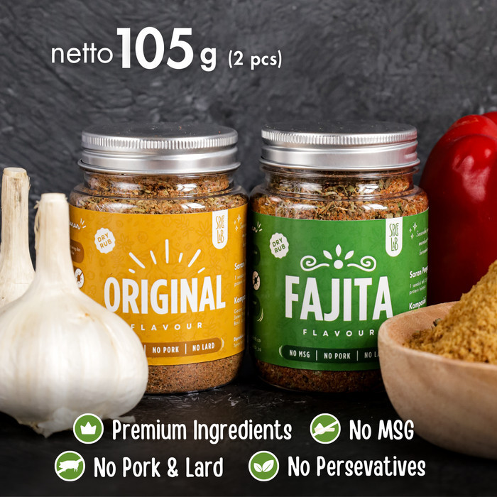 

Ready Bundle Original&Fajita DryRub SpiceLab Bumbu Marinasi Kering Serbaguna