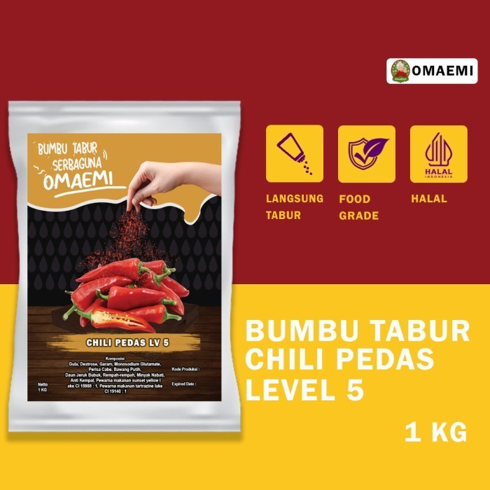 

Ready BUMBU TABUR CABE SUPER LEVEL 5 HALAL FOOD GRADE 1 KG