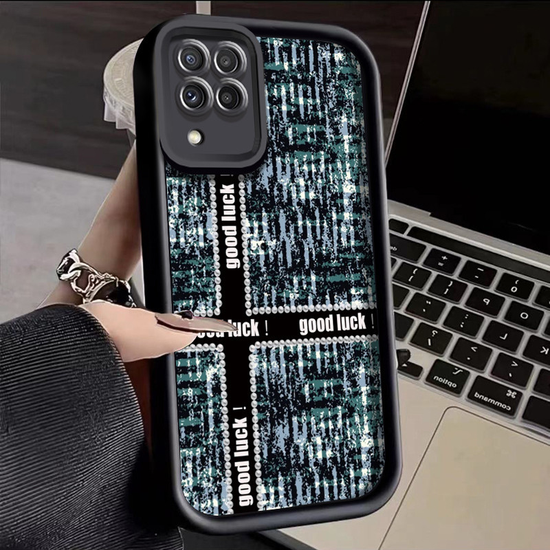 Casing Hp Samsung Galaxy A22 M22 Case pelindung silikon Casing lembut ganda Kesing HP pola keberuntu