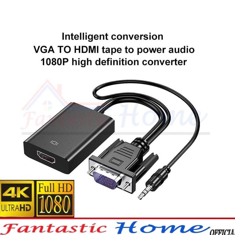 Adapter VGA Input TO HDMI Output With Audio Input HD1080P Untuk PC Laptop Projector HDTV Trend