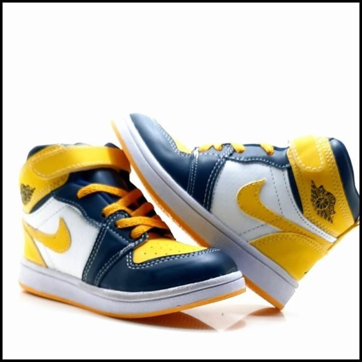 MURAH Sepatu anak Jordan Biru Kuning(Grade Original)Ready Size 24-35 Silahkan diorder