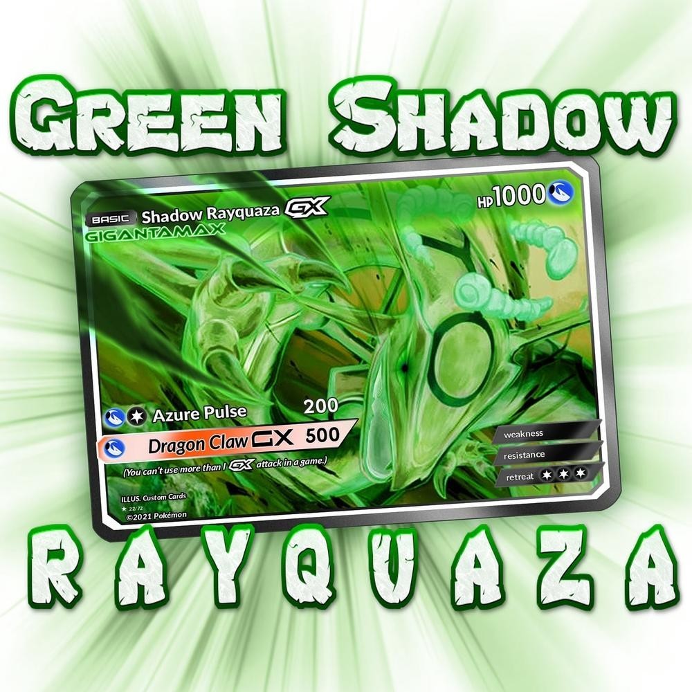 Kartu Pokemon Tcg Rainbow Hologram English Version Sha-Dow Green Rayquaza