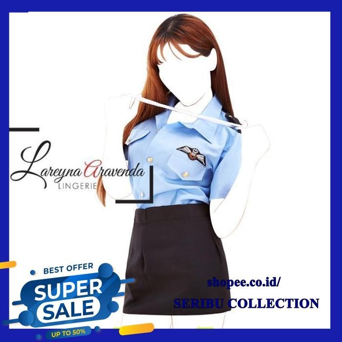 SET BAJU TIDUR WANITA SEXY + ROK MINI MODEL COSPLAY JAPAN POLICE TERMURAH