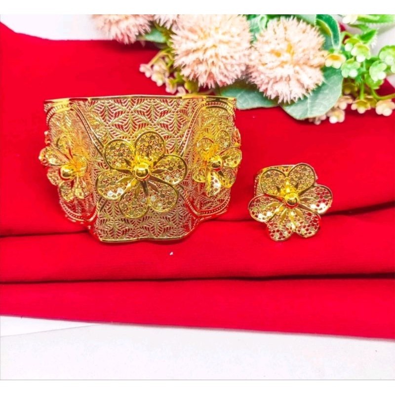 Satu set perhiasan Bunga Kendari free cincin Bunga Kendari 3 Lapis Emas24k