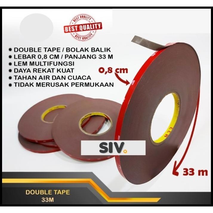 

BEST DEAL DOUBLE TAPE LEM BB BOLAK BALIK 33M LEBAR 0,8 CM !!!!!!!