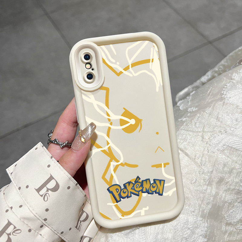 Casing Hp iPhone X Xr Xs Max Case pola Pikachu mata elektrik Softcase pelindung silikon lunak gaya g