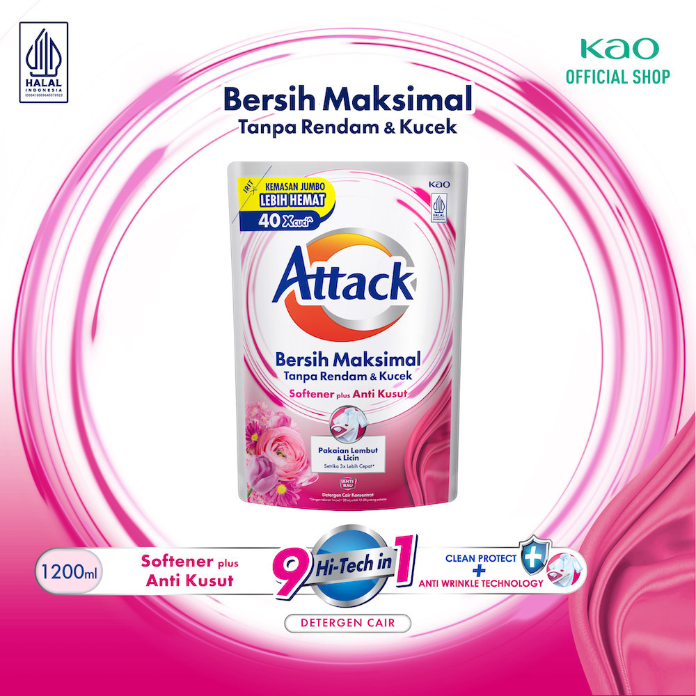 Attack Plus Softener Deterjen Cair Semua Jenis Mesin Cuci 1200 mL