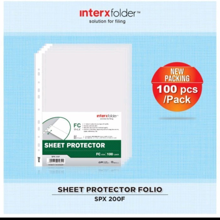 

Sheet Protector Folio Fc Isi 100 Lembar / Plastik Pp Pocket Inter X