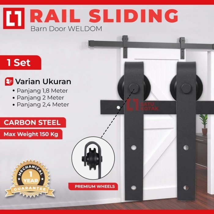 REL GANTUNG PINTU KAYU GESER SLIDING RAIL BARN DOOR 2,4 METER WELDOM