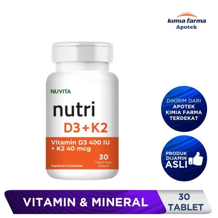 Terlaris NUVITA NUTRI D3 + K2 30 TABLET / VITAMIN D3+K2 / KIMIA FARMA SALE