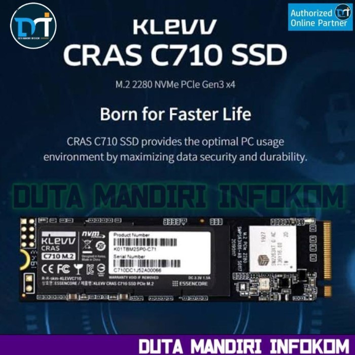 KLEVV CRAS C710 SSD 256GB 512GB 1TB - M.2 2280 NVME PCIE GEN3 X4 ORIGINAL BEST QUALITY
