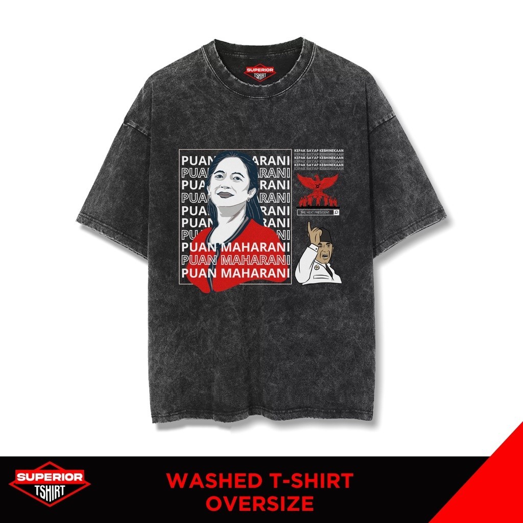 KAOS PUAN MAHARANI / KAOS PDIP / KAOS OVERSIZE / WASH SHIRT PUAN-1