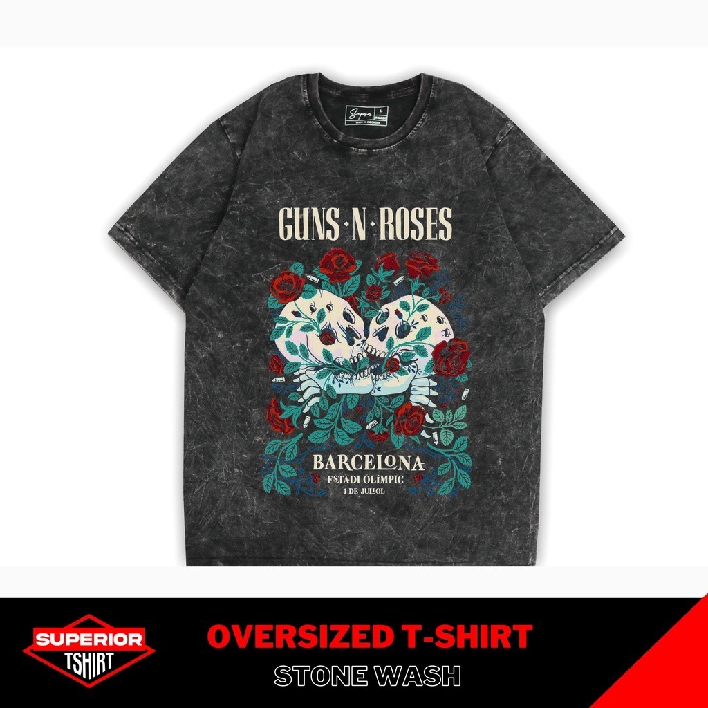 KAOS GUN'S N ROSES OVERSIZE STONEWASH / WASHED TEES / SANDWASH / ACID WASH / KAOS BAND / GNR-1
