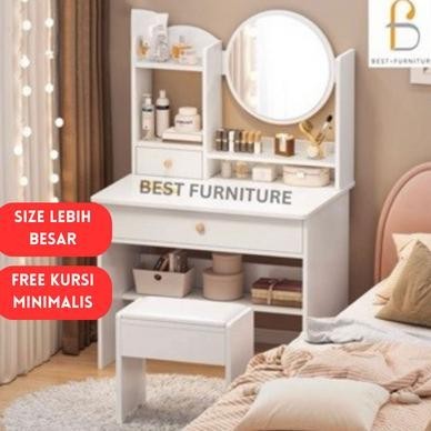 Meja Rias Kaca Bulat Meja rias Putih Minimalis