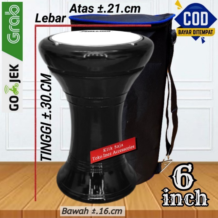 Darbuka Kayu Anak 6 inch Hitam Glos Mika Import
