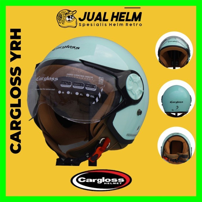 HELM CARGLOSS YRH HIJAB SLIME GREEN HELM RETRO CARGLOSS HELM HIJAB