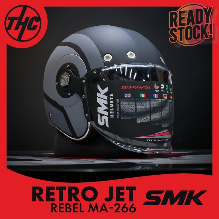 HELM SMK RETRO JET REBEL MATTE HALF FACE HELMET SMK
