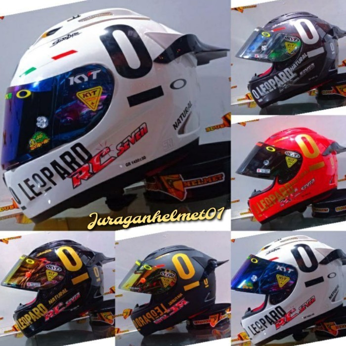HELM FULL FACE KYT RC7 RC SEVEN SOLID WHITE LEOPARD(PAKET GANTENG)