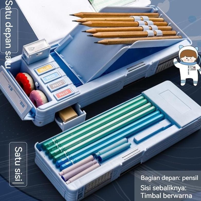 

df-7 Tempat Pensil Multifungsi Motif Untuk Anak Kotak Pensil Pola Kartun Lapisan Ganda dan Tunggal dengan Rautan Kapasitas Murah