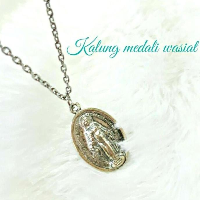 KALUNG MEDALI MARIA ( MEDALI WASIAT ) PERAK BAKAR