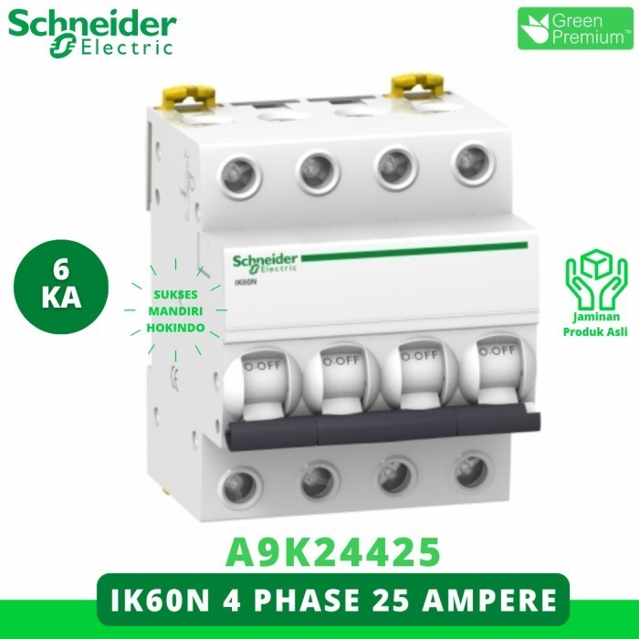 Jual MCB 4P 25A 4 Phase 25 Ampere IK60N 6kA Schneider ORI SNI 4 Pole 25 A