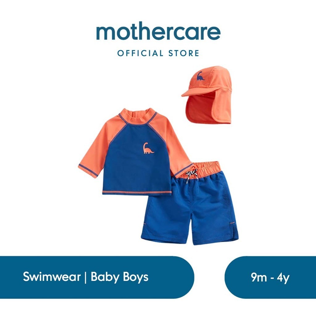 Mothercare Dinosaur Sunsafe Swim Set - Baju Renang Bayi Laki (Orange)
