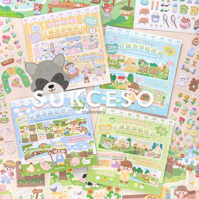 

Ruanruan Diy Stereoscopic 3D Sticker Book Lucu Unik
