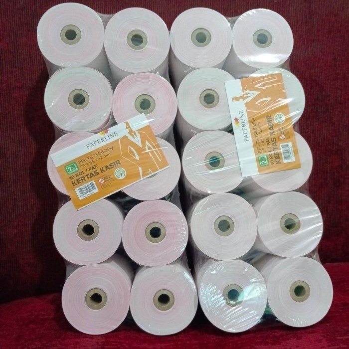 

Kertas kasir NCR 2PLY / Struk NCR 2 RANGKAP 75x65 paket 10 Roll