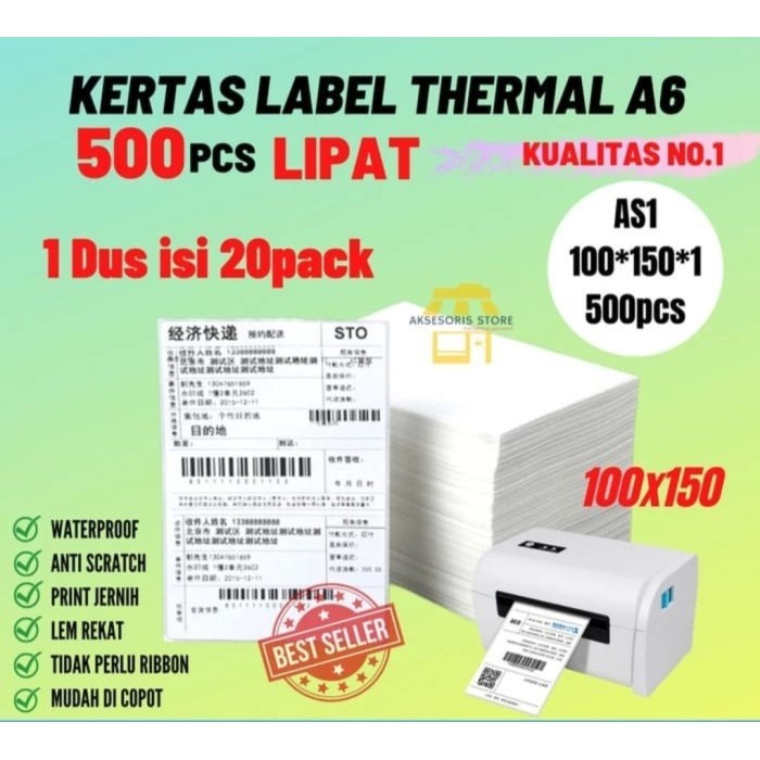 

Kertas Label Thermal Barcode 100x150 isi 500 Lembar Premium