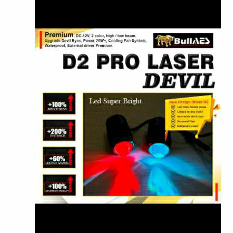 Lampu tembak LED laser D2 pro 20watt plus devil eyes merah