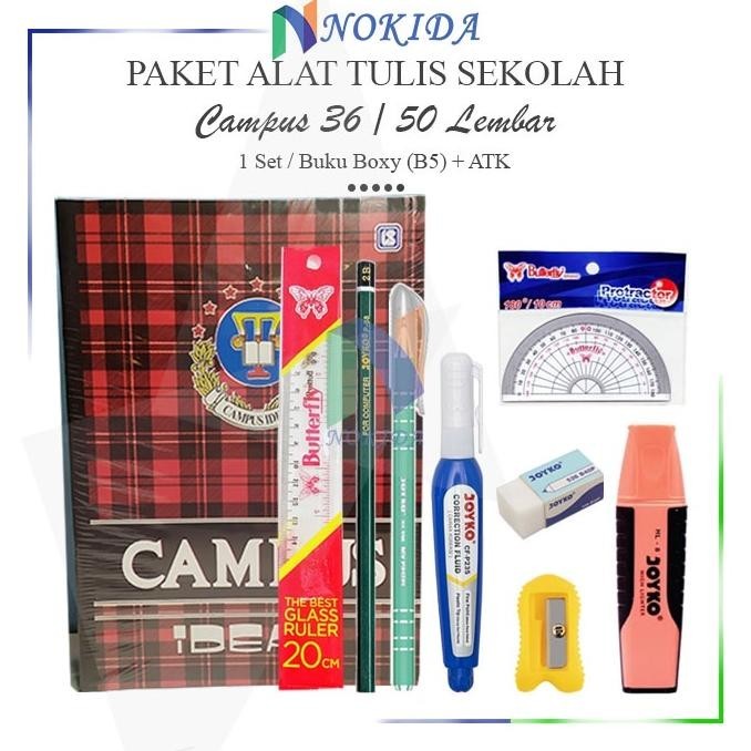 

Sale! Nokida 1 Set Perlengkapan Sekolah [SMP/SMA/Kuliah] / Paket Alat Tulis Sekolah / Perlengkapan Alat Tulis / Buku Tulis Campus / Buku Catatan / Buku Kampus 36 Penggaris Butterfly Rautan Pensil 2b Pulpen Jel Penghapus Besar Tipe X Joyko Murah