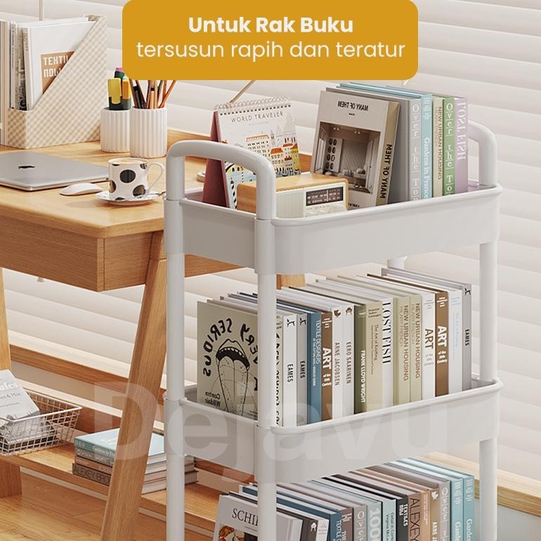 CR - Dejavu Rak Dorong Susun Dapur Troli Serbaguna Rak Lantai Beroda Kamar Mandi Tempat Penyimpanan 