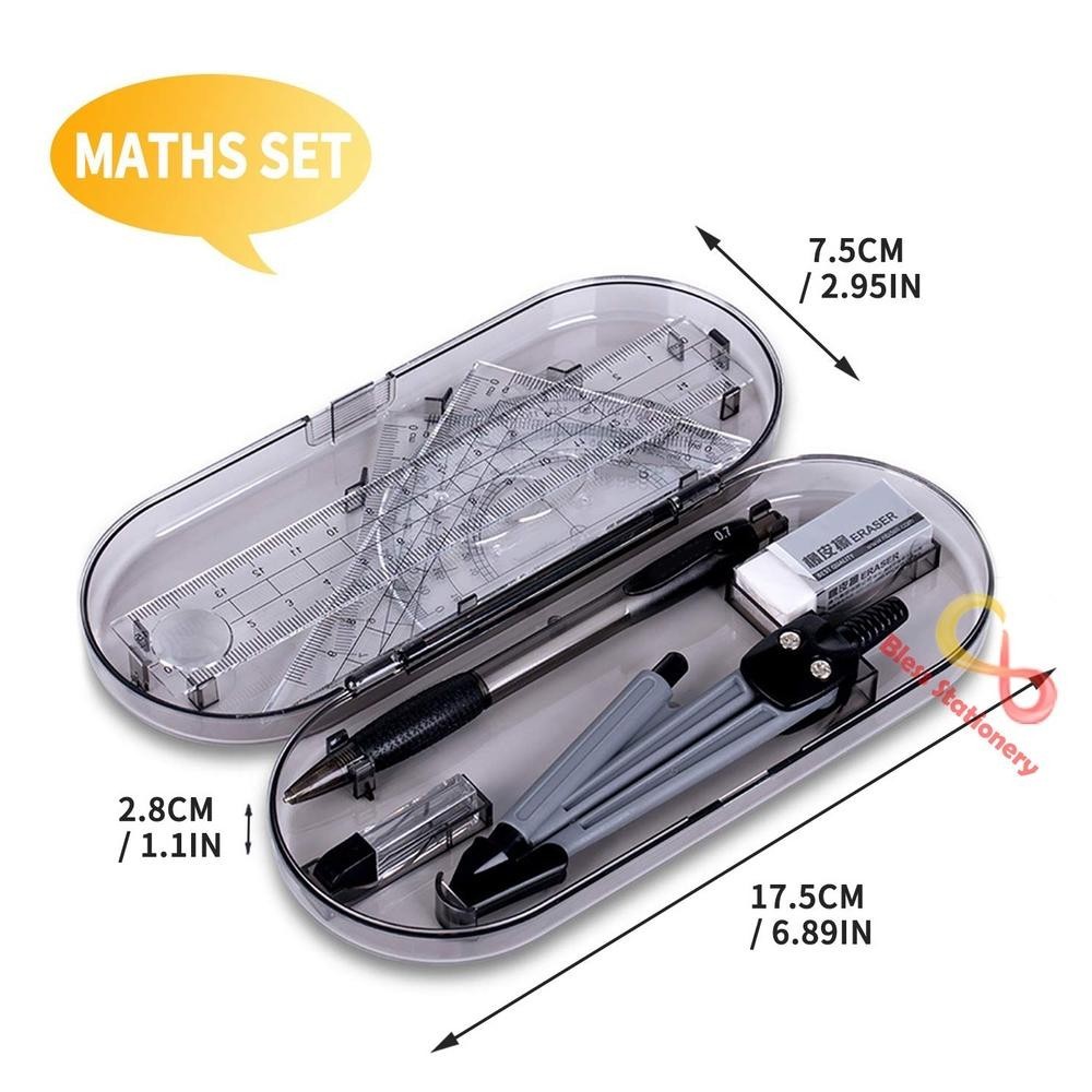 

TY69 Jangka penggaris busur sekolah DELI Compass Drafting Set Square Ruler Original