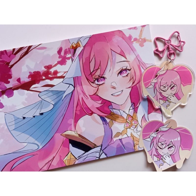 ELYSIA HONKAI HEARTS || Elysia A5 artprint || Elysia Acrylic Keychain || Elysia Sticker