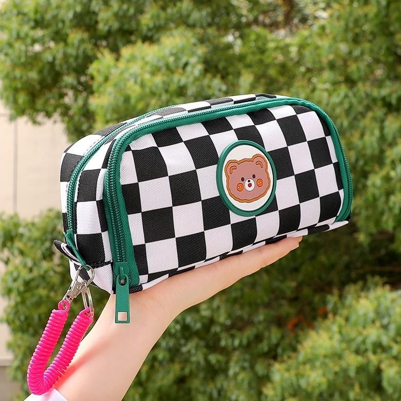 

gd-324 Tokotab - Tempat Pensil Large Pouch Bag Pencase Minimalist Checkered Pencil Case Aesthetic Storage Stationery Bag Case. Murah
