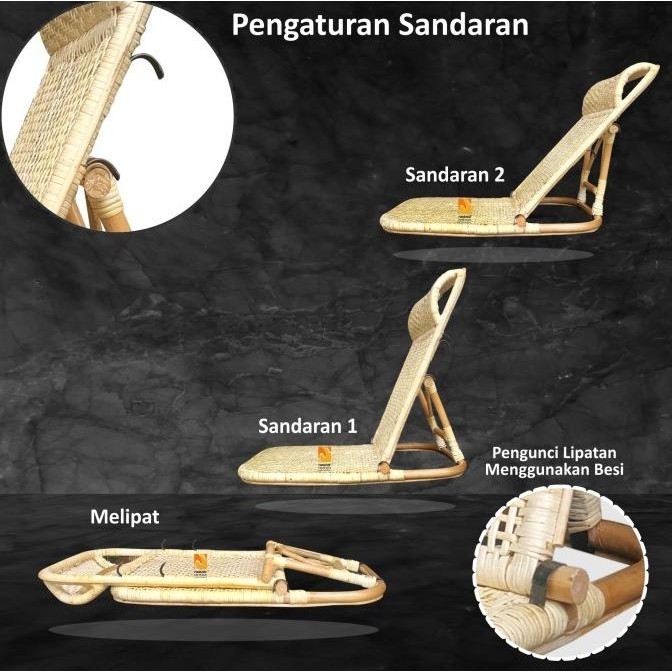 Kursi Lesehan Lipat Lantai Santai Malas dari Rotan