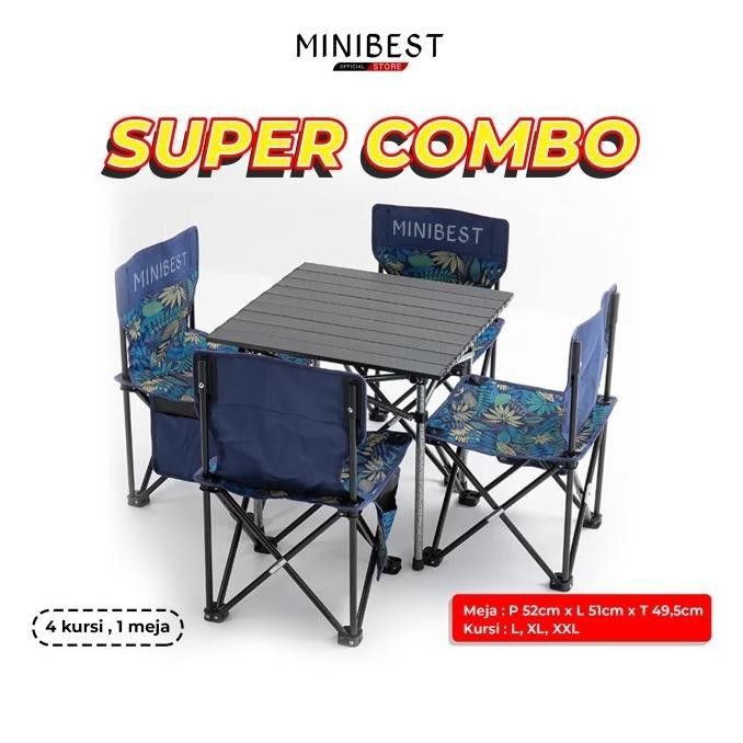 MINIBEST SUPER COMBO FAMILY Kursi Lipat dan Meja Lipat Portable